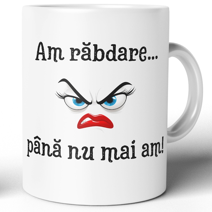 Cana ceramica alba 330 ml, Joystos, mesaj amuzant, cadou pentru femei