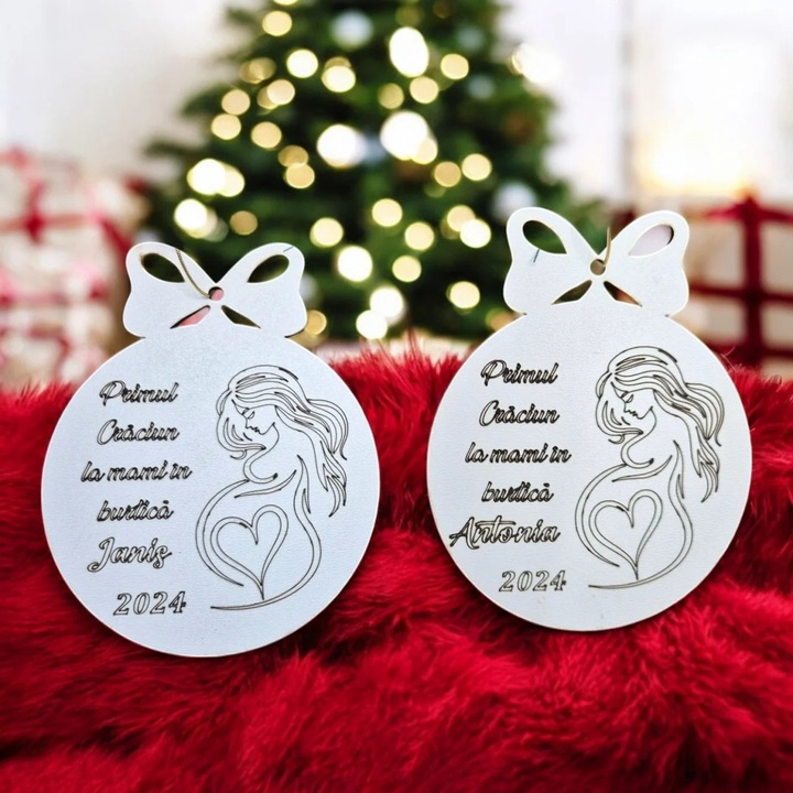 Glob personalizat din lemn, Craciun, 11cm