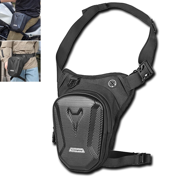 Мото чанта, RZAHUAHU®, водоустойчива, за бягане, колоездене, мотоциклет, спорт и работа, черна, 14,5x8x20см