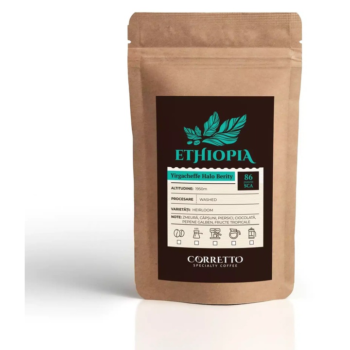 Cafea de specialitate Corretto, Ethiopia, 200 g, boabe