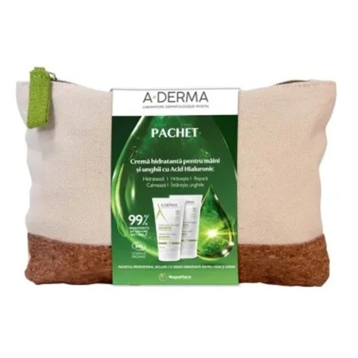 Pachet crema hidratanta pentru maini si unghii A-derma, 2 x 50 ml