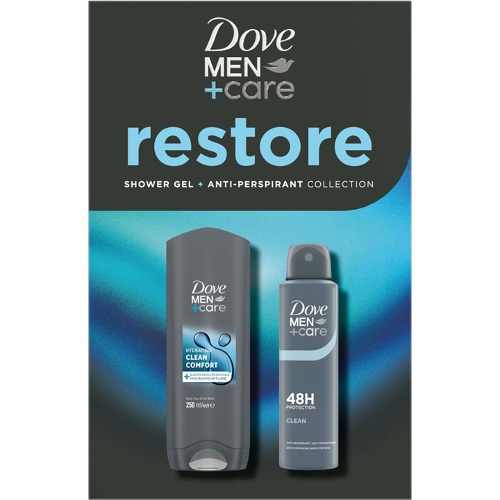 Dove Men+Care Restore ajándékcsomag: tusfürdő, 250 ml + dezodor spray, 150 ml