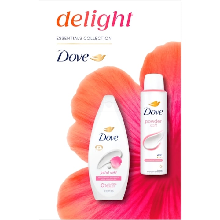 Dove Petal Soft Ajándékszett: Tusfürdő 250ml & Dezodor Spray 150ml