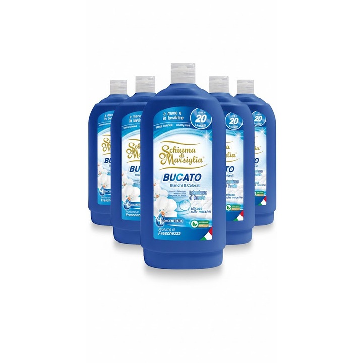 Detergent lichid Schiuma di Marsiglia Bucato Freschezza, set 4+1, 5 x 1L, 100 spalari