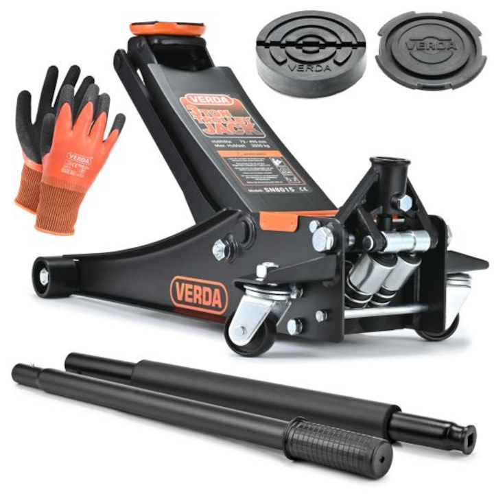 Cric Hidraulic Profesional Verda SN8015 – Profil Redus, 3T, 2 Pistoane, Atelier si Garaj