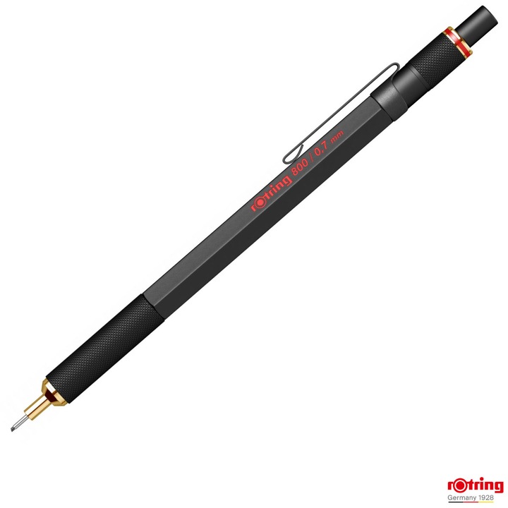 Creion Mecanic 0.7mm cu Mecanism Twist-Click pentru Desen Tehnic si Scris, cu Accesorii Placate cu Aur 23K