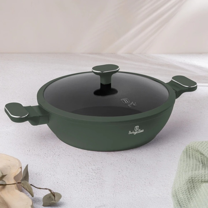 Mély serpenyő fedővel, 28 cm, Matte Green kollekció - BH/8163