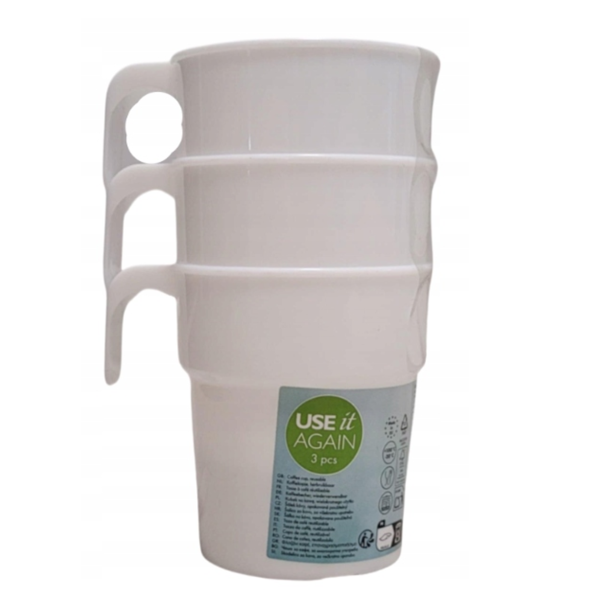 Set 3 cani turistice, 300 ml, plastic, alb