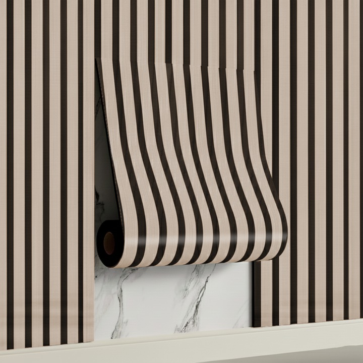 3D оребряване Teno®, панел с дървесен модел, покривна площ 1.74 кв.м, самозалепващ се, водоустойчив, лесен за монтаж, модерен дизайн, 58 см x 3 м, бежов