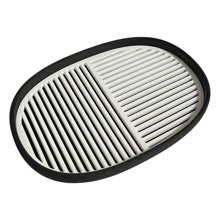 Sapuniera neagra, design perforat, plastic durabil, pentru baie si bucatarie, 20x10x5cm