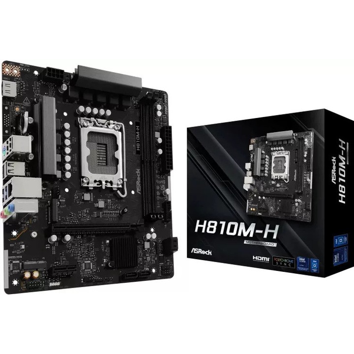 Дънна платка ASRock H810M-H LGA1851 2xDDR5 128GB Micro-ATX