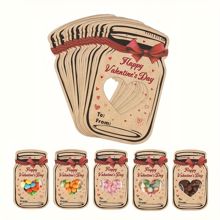 Felicitari de Ziua Indragostitilor HOUKEA, set 50 felicitari handmade