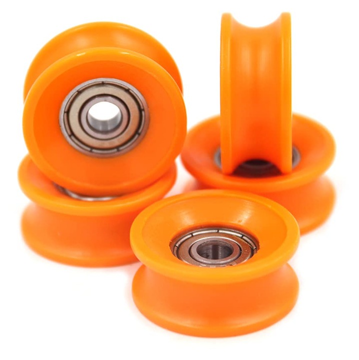 5 darabos görgő készlet U-hornyos csapággyal, 6 x 30 x 13 mm - narancssárga