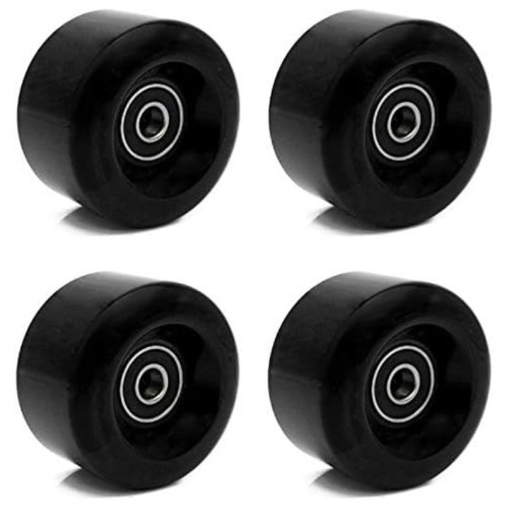 Комплект 4 колела за ролери с двоен ред, PU устойчив на износване, 58x32mm, черен