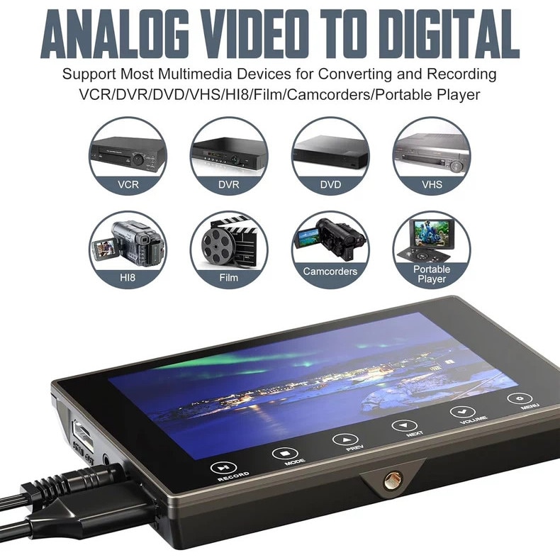 4K HD 5-Inch Large Screen Video Capture Device - Portable, Analog-to ...