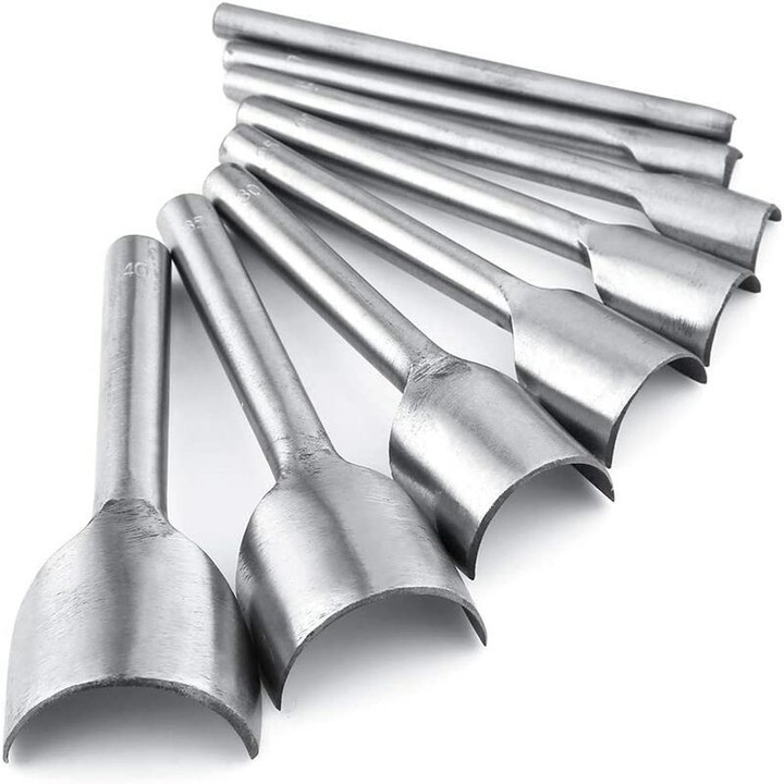 Set de 8 ciocane pentru craft din piele, dimensiuni variate, metalice