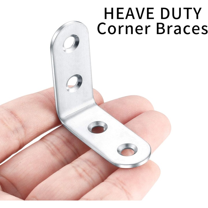 Set de 10 suporturi de perete din otel inoxidabil, coltare L, 40x40x2 mm