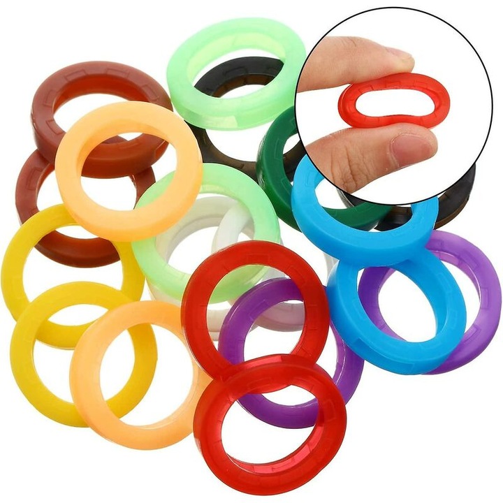 32 db kulcsazonosító kiegészítő készlet, PVC, vegyes színek