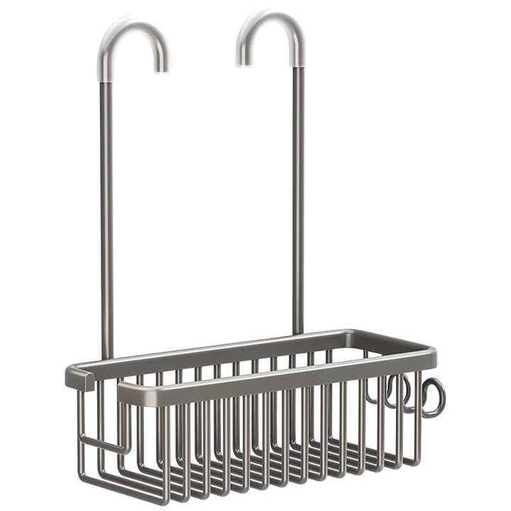 Suport de baie suspendat, aluminiu, 10cm x 12cm x 31cm, rezistent la rugina, cu carlige