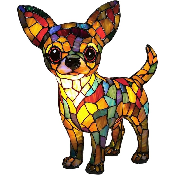 Veioza decorativa din rasina colorata, lampa de masa cu caine, design versatil, multicolor, 3D, cadou pentru iubitorii de animale