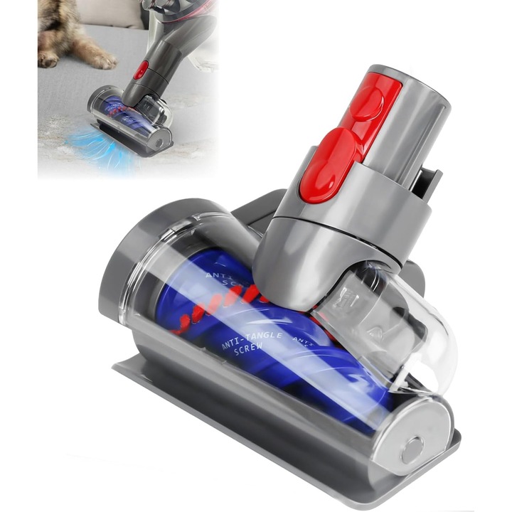 Perie motorizata mini pentru aspiratoare fara fir Dyson V7, V8, V10, V11, design anti-incalceala, ABS, usor de intretinut