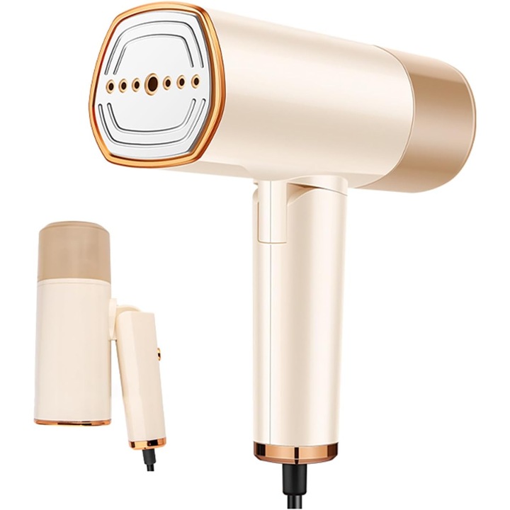 Fier de calcat portabil, 1500W, abur rapid, design pliabil, bej