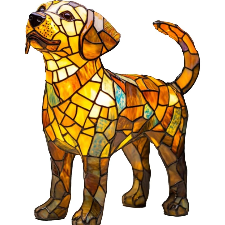 Нощна лампа Corgi, дизайн от смола, топла светлина, 16 см височина, идеална за офис или спалня