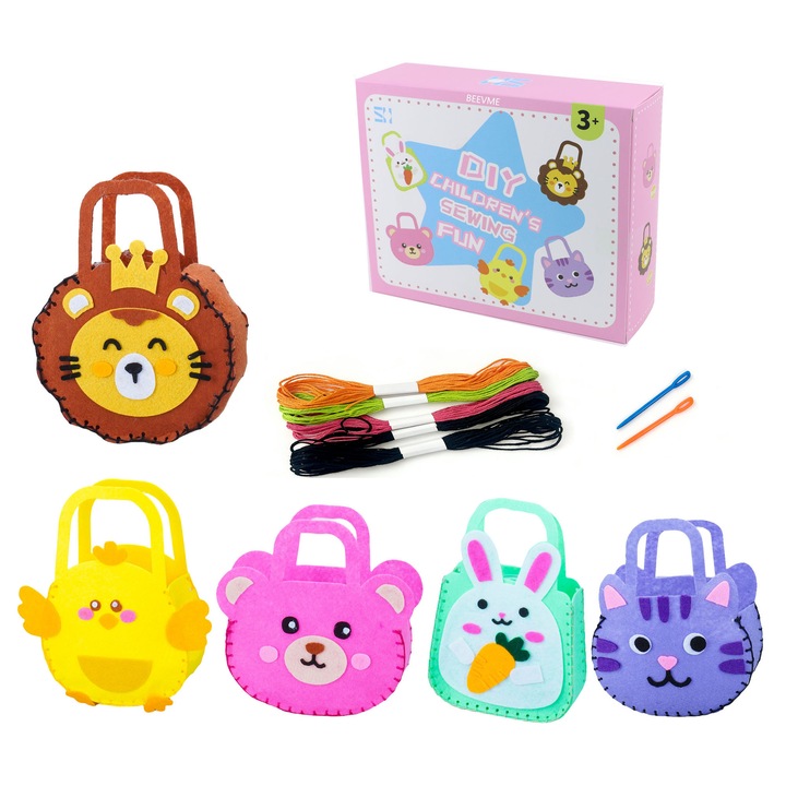 Set de cusut DIY Distractie cu cusatura pentru copii +3 ani - Geant din netesut, Joc educativ non-toxic Joc educativ sigur
