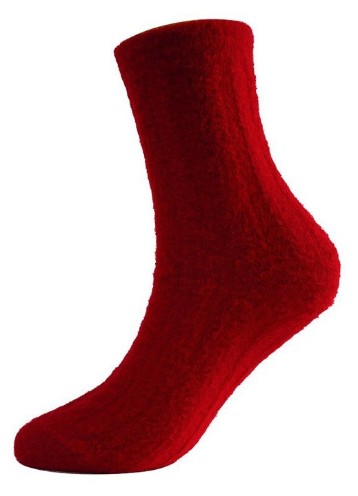 Sosete dama, fleece rosii, bumbac gros, set pentru toamna si iarna