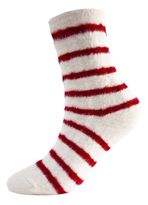 Дамски чорапи, поларени, плътен памук, райета, многоцветни