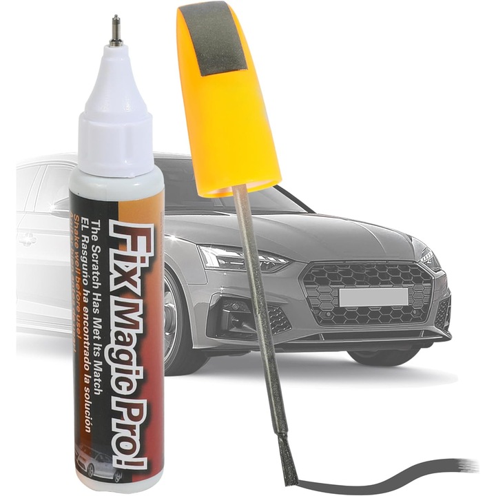 Pix de retusare vopsea auto, 2 in 1, pentru zgarieturi adanci, gri
