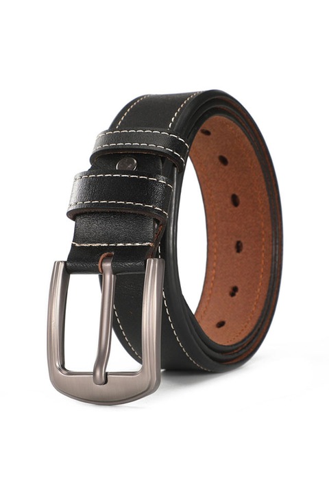 Férfi öv, BOMSTOM, Valódi bőr, Fém csat, Klasszikus,, Fekete, 130