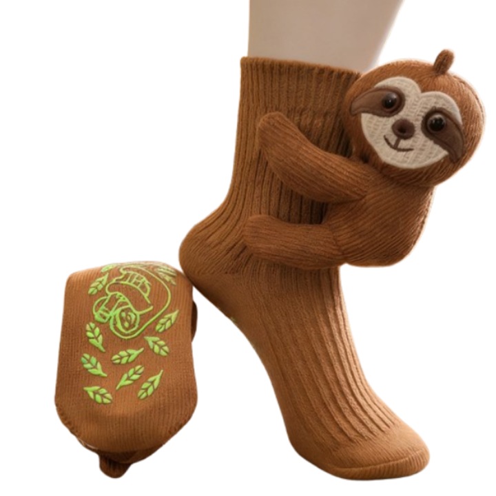 Плюшени чорапи за под за деца, мързелив модел, 6-12 години