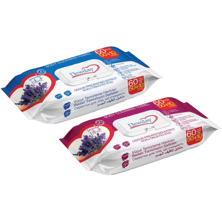 Мокри кърпички, големи и плътни Newday body cleaning towel, 60 бр