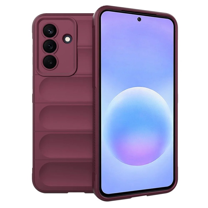 Husa pentru Samsung Galaxy A57 5G, SKYDDAR INNOVATION, Magic Shield, din Silicon Mat, set cu sticker, Bordo