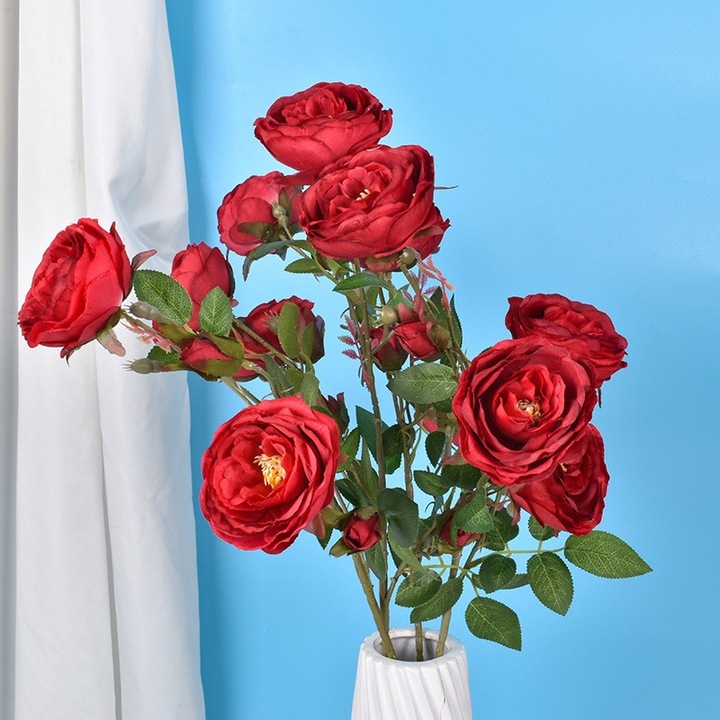 Trandafiri Artificiali, 4 seasons quality, roșu, set 6 capete, 89cm