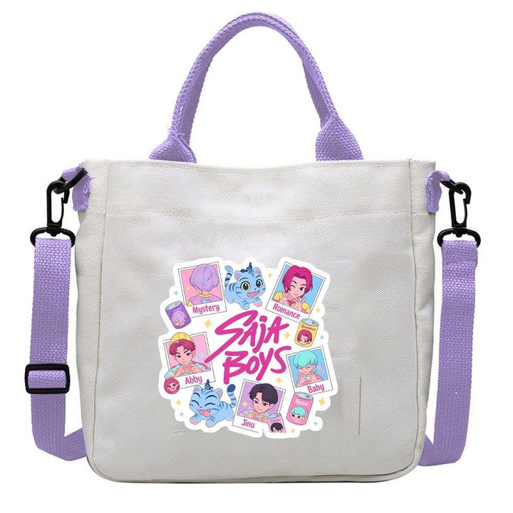 Geanta casual pentru femei, K-POP Witcher Girls, capacitate mare, mov, 23x22x5cm