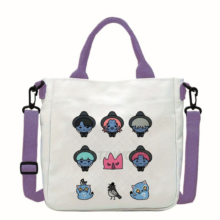 Geanta casual pentru femei, K-POP Witcher Girls, capacitate mare, mov, 23x22x5cm