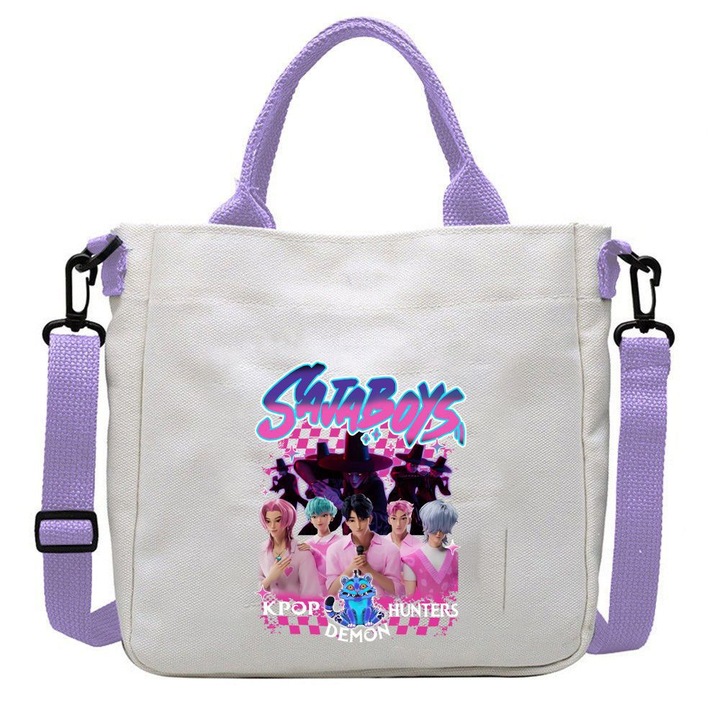 K-POP Witcher Girls válltáska, nagy kapacitású, lila, 23x22x5cm