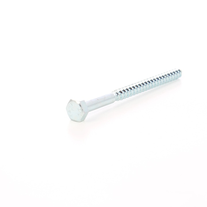 Surub pentru lemn, cu cap hexagonal, DIN 571, zincat alb, 10 x 120 mm