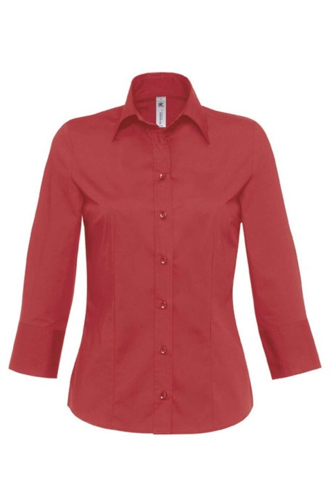 Camasa dama poplin 135 g/m², maneca 3/4, material elastic, B&C BCSW520, Deep Red, S
