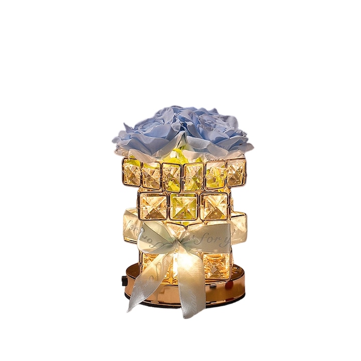 Lampa de veghe copii, cub Rubik in forma de trandafir, albastru