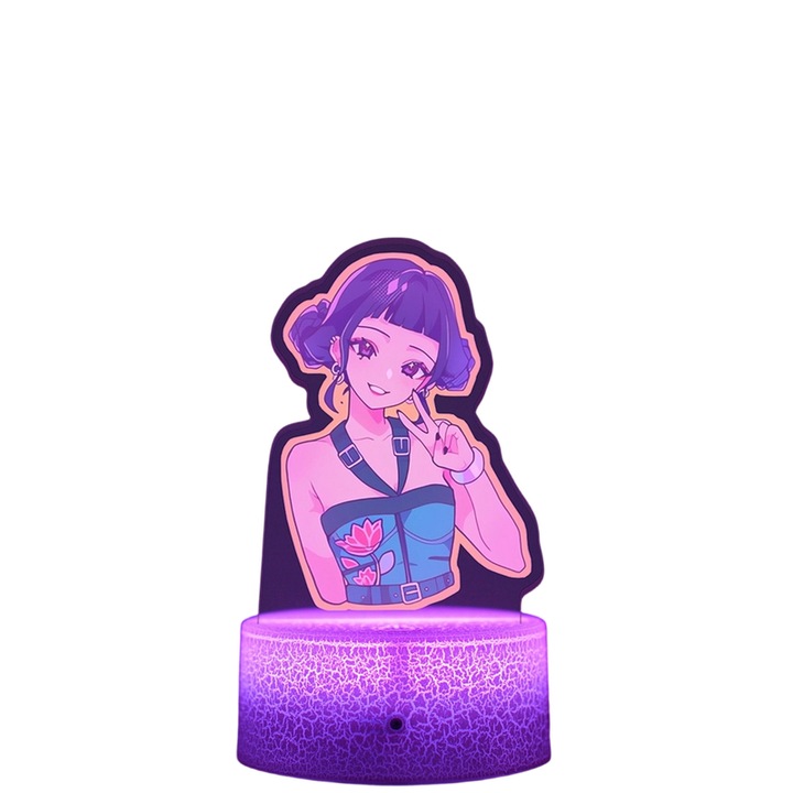 Детска нощна лампа, Зоуи, комплект, 16 цвята, дистанционно управление, 3мм дебелина, аниме
