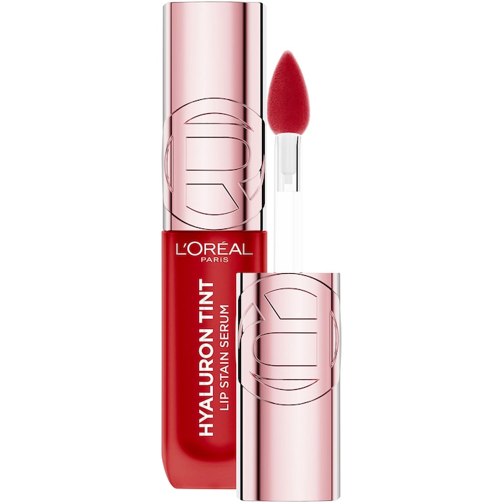 Luciu de buze hidratant cu efect de stain L'Oreal Paris Hyaluron Tint Lip Stain Serum, 420 Le Rouge Paris, 5 ml