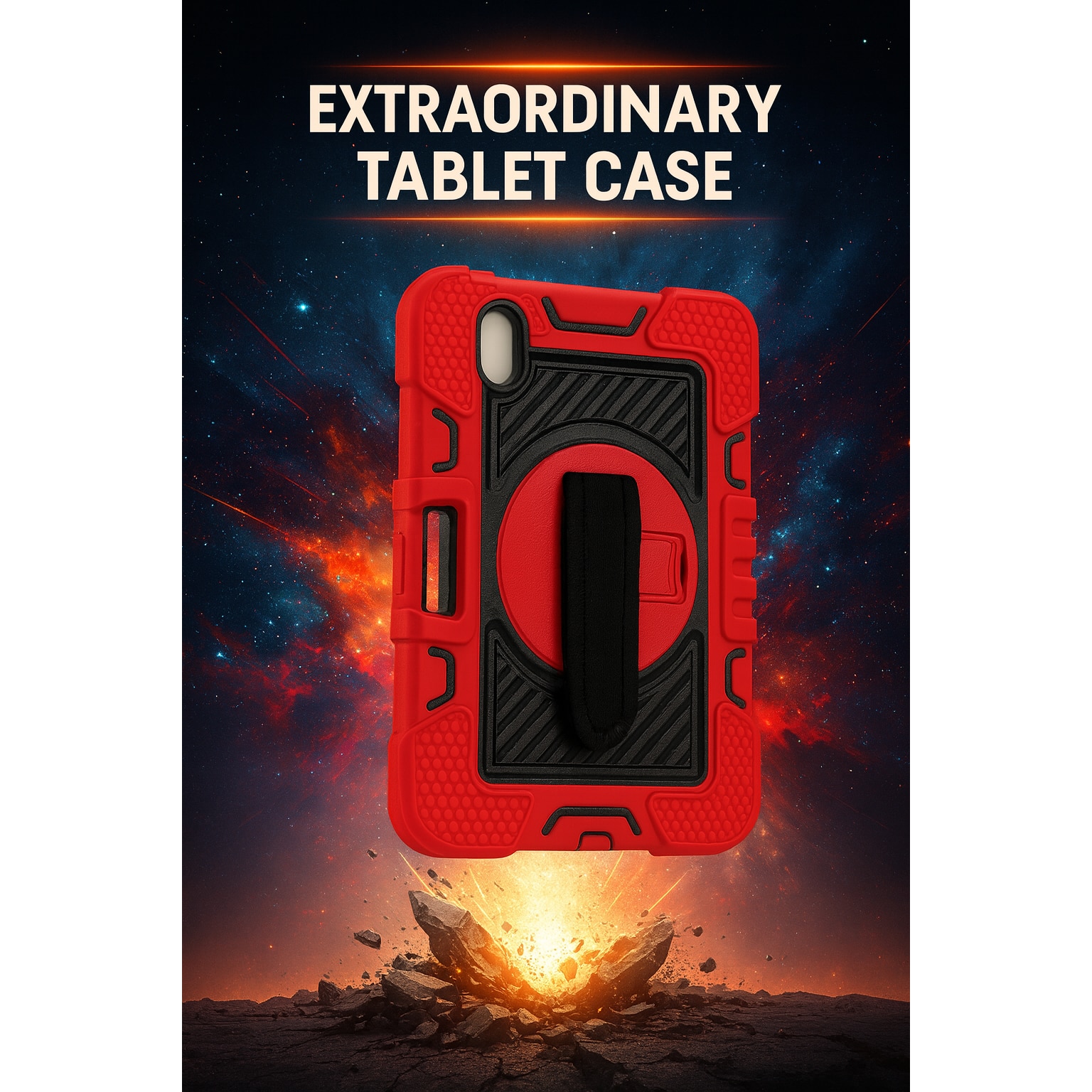 Husa pentru Ipad Mini 6 Anti shock, protectie dubla, design elegant Rosu+negru