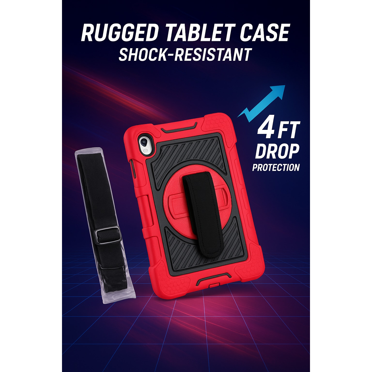 Husa pentru Ipad Mini 6 Anti shock, protectie dubla, design elegant Rosu+negru
