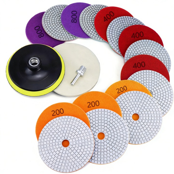 Set discuri abrazive BYONDSELF, 8 piese, granulatii 200, 400, 800, pentru polizare, slefuire, multicolor, 100mm