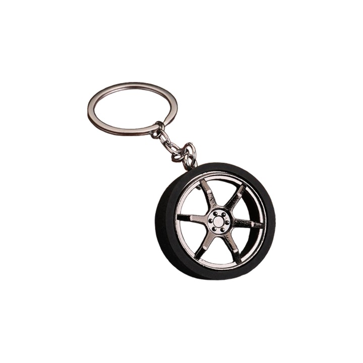 Kulcstartó Autófelni Medál, Hatküllős Modell, Tuning Tematika, világos fekete