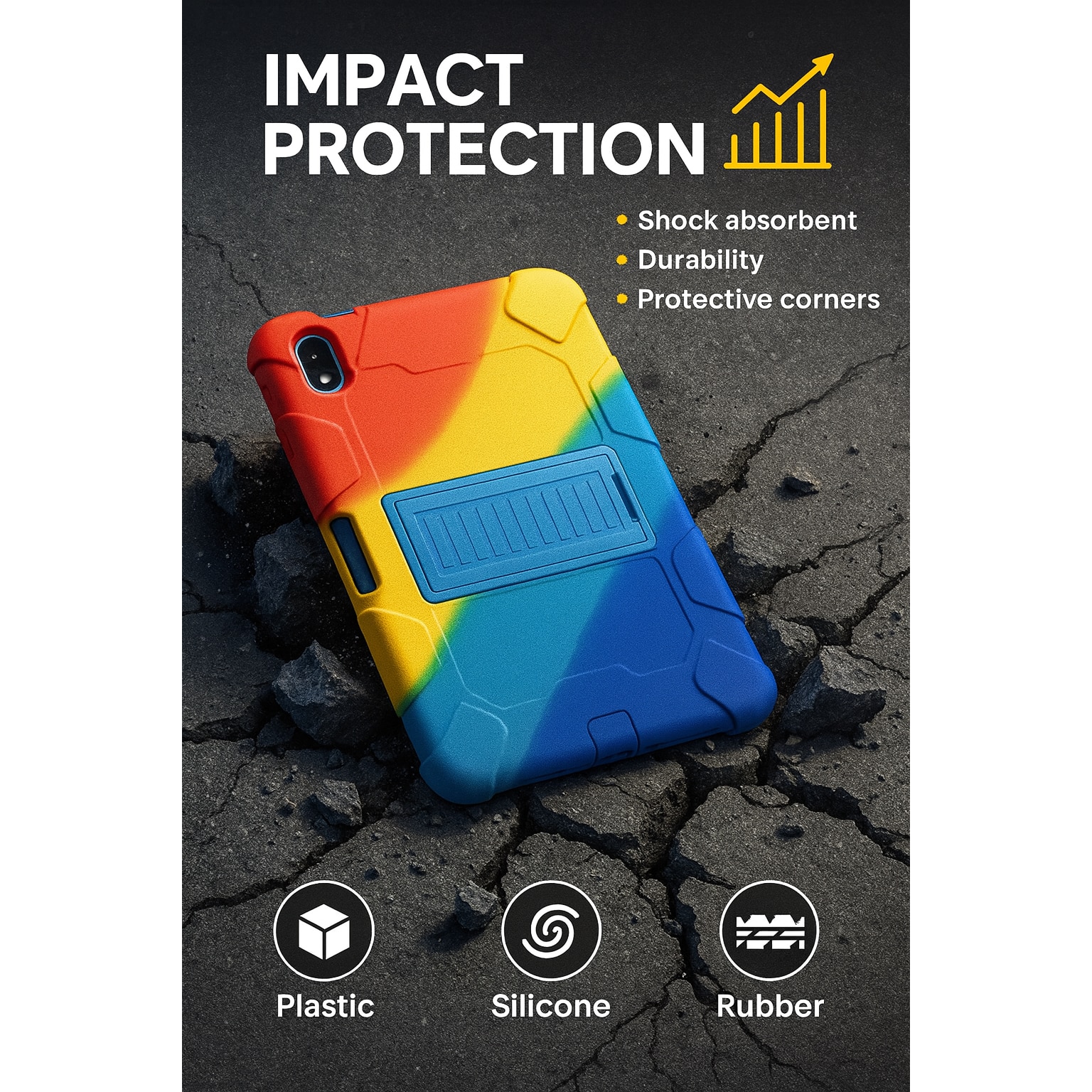Husa pentru Ipad Mini 6 Anti shock, Protectie Dubla, Design Elegant culoare Curcubeu