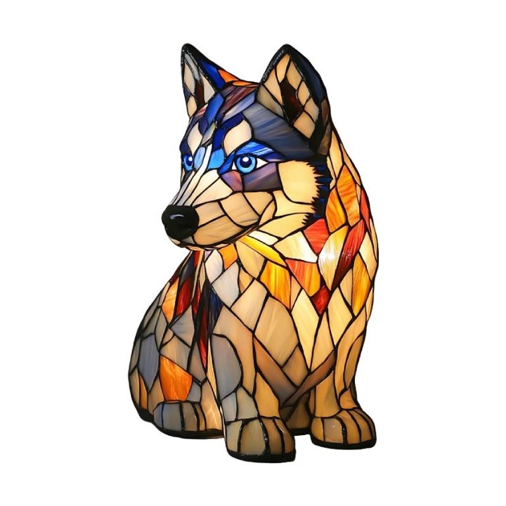 Veioza LED Husky din rasina, 17cm, cu comutator independent, USB